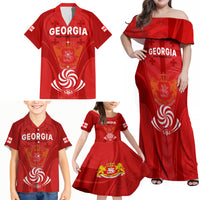 Custom Georgia Rugby Family Matching Off Shoulder Maxi Dress and Hawaiian Shirt World Cup 2023 Come On Lelos LT9 - Wonder Print Shop