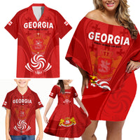 Custom Georgia Rugby Family Matching Off Shoulder Short Dress and Hawaiian Shirt World Cup 2023 Come On Lelos LT9 - Wonder Print Shop