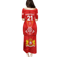 Custom Georgia Rugby Family Matching Puletasi Dress and Hawaiian Shirt World Cup 2023 Come On Lelos - Wonder Print Shop