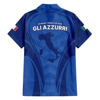 Italy Rugby Family Matching Off Shoulder Long Sleeve Dress and Hawaiian Shirt World Cup 2023 Go Gli Azzurri Sporty Style - Wonder Print Shop