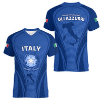 Italy Rugby Women V Neck T Shirt World Cup 2023 Go Gli Azzurri Sporty Style - Wonder Print Shop