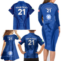 Custom Italy Rugby Family Matching Long Sleeve Bodycon Dress and Hawaiian Shirt World Cup 2023 Go Gli Azzurri Sporty Style LT9 - Wonder Print Shop
