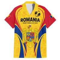 Custom Romania Rugby Family Matching Off Shoulder Long Sleeve Dress and Hawaiian Shirt The Oaks World Cup 2023 Go Stejarii - Wonder Print Shop