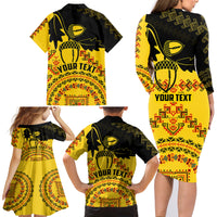 Personalised Romania Oaks Rugby Family Matching Long Sleeve Bodycon Dress and Hawaiian Shirt Romanian Pattern With Embroidery Motif LT9 - Wonder Print Shop
