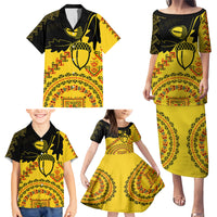 Personalised Romania Oaks Rugby Family Matching Puletasi Dress and Hawaiian Shirt Romanian Pattern With Embroidery Motif - Wonder Print Shop