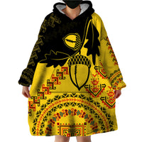 Personalised Romania Oaks Rugby Wearable Blanket Hoodie Romanian Pattern With Embroidery Motif - Wonder Print Shop
