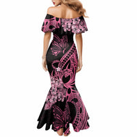 Personalised Polynesian Floral Butterfly Mermaid Dress Breast Cancer Pink Ribbon - Wonder Print Shop