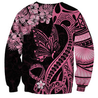 Personalised Polynesian Floral Butterfly Sweatshirt Breast Cancer Pink Ribbon - Wonder Print Shop