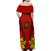 Portugal Rugby Family Matching Off Shoulder Maxi Dress and Hawaiian Shirt The Wolves World Cup 2023 Go Os Lobos LT9 - Wonder Print Shop