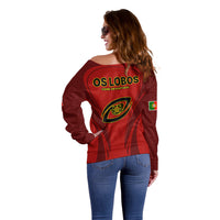 Portugal Rugby Off Shoulder Sweater The Wolves World Cup 2023 Go Os Lobos - Wonder Print Shop
