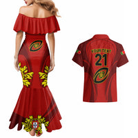 Custom Portugal Rugby Couples Matching Mermaid Dress and Hawaiian Shirt The Wolves World Cup 2023 Go Os Lobos LT9 - Wonder Print Shop
