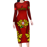 Custom Portugal Rugby Family Matching Long Sleeve Bodycon Dress and Hawaiian Shirt The Wolves World Cup 2023 Go Os Lobos LT9 - Wonder Print Shop