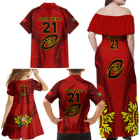 Custom Portugal Rugby Family Matching Off Shoulder Maxi Dress and Hawaiian Shirt The Wolves World Cup 2023 Go Os Lobos LT9 - Wonder Print Shop