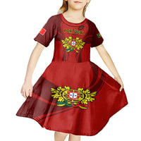Custom Portugal Rugby Kid Short Sleeve Dress The Wolves World Cup 2023 Go Os Lobos - Wonder Print Shop