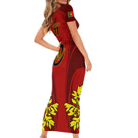 Custom Portugal Rugby Short Sleeve Bodycon Dress The Wolves World Cup 2023 Go Os Lobos - Wonder Print Shop