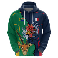 France South Africa Rugby Hoodie Springboks and Gallic Rooster World Cup 2023 - Wonder Print Shop
