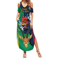 France South Africa Rugby Summer Maxi Dress Springboks and Gallic Rooster World Cup 2023 - Wonder Print Shop
