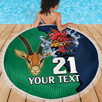 Custom France South Africa Rugby Beach Blanket Springboks and Gallic Rooster World Cup 2023 LT9 - Wonder Print Shop
