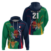 Custom France South Africa Rugby Hoodie Springboks and Gallic Rooster World Cup 2023 - Wonder Print Shop