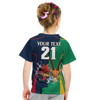 Custom France South Africa Rugby Kid T Shirt Springboks and Gallic Rooster World Cup 2023 - Wonder Print Shop