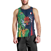 Custom France South Africa Rugby Men Tank Top Springboks and Gallic Rooster World Cup 2023 - Wonder Print Shop