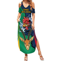 Custom France South Africa Rugby Summer Maxi Dress Springboks and Gallic Rooster World Cup 2023 - Wonder Print Shop