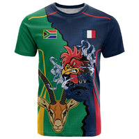 Custom France South Africa Rugby T Shirt Springboks and Gallic Rooster World Cup 2023 - Wonder Print Shop