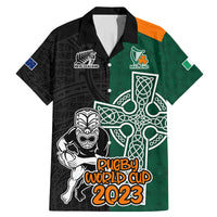 New Zealand Ireland Rugby Family Matching Mermaid Dress and Hawaiian Shirt Warrior Black Fern and Shamrocks World Cup 2023 LT9 - Wonder Print Shop