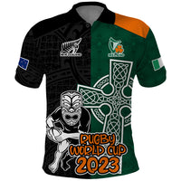 New Zealand Ireland Rugby Polo Shirt Warrior Black Fern and Shamrocks World Cup 2023 - Wonder Print Shop