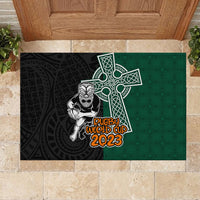 New Zealand Ireland Rugby Rubber Doormat Warrior Black Fern and Shamrocks World Cup 2023 - Wonder Print Shop