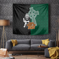 New Zealand Ireland Rugby Tapestry Warrior Black Fern and Shamrocks World Cup 2023 - Wonder Print Shop