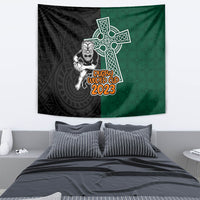 New Zealand Ireland Rugby Tapestry Warrior Black Fern and Shamrocks World Cup 2023 - Wonder Print Shop