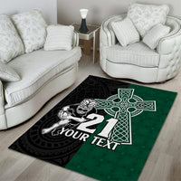 Custom New Zealand Ireland Rugby Area Rug Warrior Black Fern and Shamrocks World Cup 2023 LT9 - Wonder Print Shop