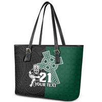 Custom New Zealand Ireland Rugby Leather Tote Bag Warrior Black Fern and Shamrocks World Cup 2023 - Wonder Print Shop