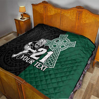Custom New Zealand Ireland Rugby Quilt Warrior Black Fern and Shamrocks World Cup 2023 - Wonder Print Shop