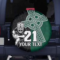 Custom New Zealand Ireland Rugby Spare Tire Cover Warrior Black Fern and Shamrocks World Cup 2023 - Wonder Print Shop
