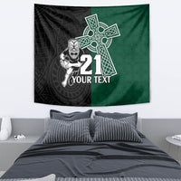Custom New Zealand Ireland Rugby Tapestry Warrior Black Fern and Shamrocks World Cup 2023 - Wonder Print Shop