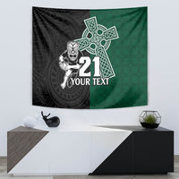 Custom New Zealand Ireland Rugby Tapestry Warrior Black Fern and Shamrocks World Cup 2023 - Wonder Print Shop