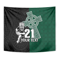 Custom New Zealand Ireland Rugby Tapestry Warrior Black Fern and Shamrocks World Cup 2023 - Wonder Print Shop