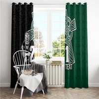 Custom New Zealand Ireland Rugby Window Curtain Warrior Black Fern and Shamrocks World Cup 2023 - Wonder Print Shop