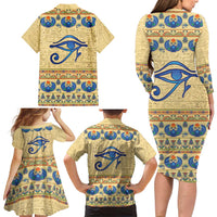 Ancient Egypt Scarab Beetle Family Matching Long Sleeve Bodycon Dress and Hawaiian Shirt LT9 - Wonder Print Shop
