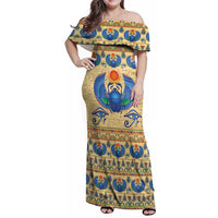 Ancient Egypt Scarab Beetle Family Matching Off Shoulder Maxi Dress and Hawaiian Shirt LT9 - Wonder Print Shop