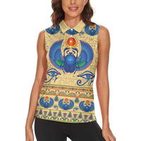 Ancient Egypt Scarab Beetle Women Sleeveless Polo Shirt - Wonder Print Shop