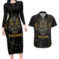 Anubis Egyptian God of Death Couples Matching Long Sleeve Bodycon Dress and Hawaiian Shirt LT9 - Wonder Print Shop