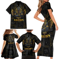 Anubis Egyptian God of Death Family Matching Short Sleeve Bodycon Dress and Hawaiian Shirt - Wonder Print Shop