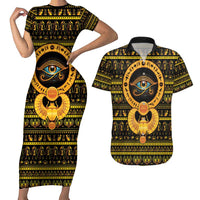 Egyptian God of The Sun Eye of Ra Couples Matching Short Sleeve Bodycon Dress and Hawaiian Shirt LT9 - Wonder Print Shop