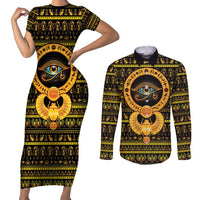 Egyptian God of The Sun Eye of Ra Couples Matching Short Sleeve Bodycon Dress and Long Sleeve Button Shirt LT9 - Wonder Print Shop