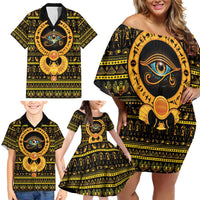 Egyptian God of The Sun Eye of Ra Family Matching Off Shoulder Short Dress and Hawaiian Shirt LT9 - Wonder Print Shop