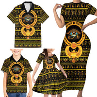 Egyptian God of The Sun Eye of Ra Family Matching Short Sleeve Bodycon Dress and Hawaiian Shirt - Wonder Print Shop
