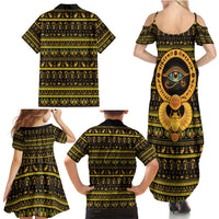 Egyptian God of The Sun Eye of Ra Family Matching Summer Maxi Dress and Hawaiian Shirt - Wonder Print Shop